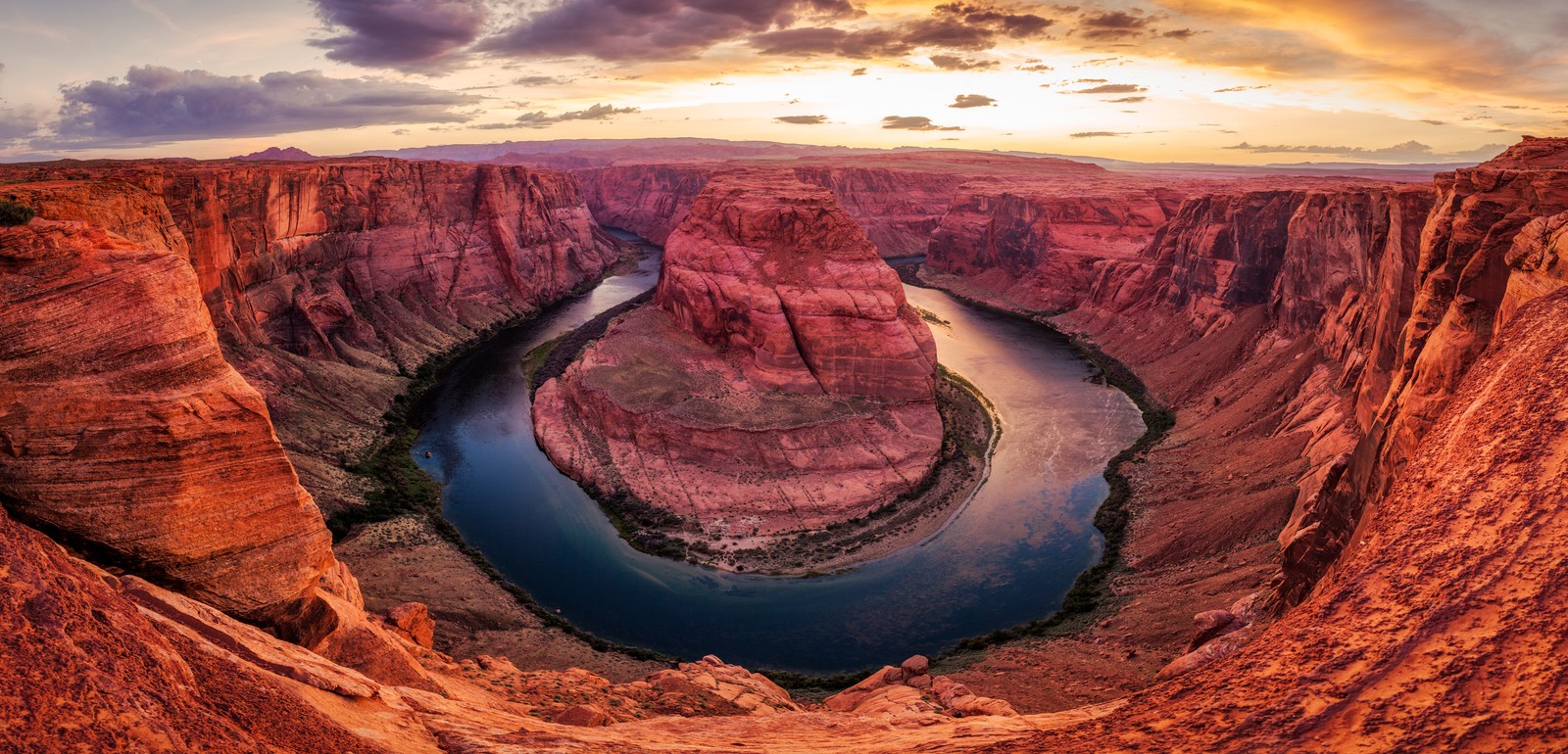 Horseshoe canyon sunset, arizona, usa (horseshoe bend, grand canyon, formation, canyon, rock)