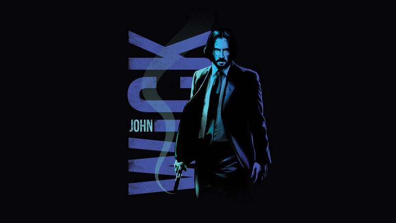 Афиша фильма о мужчине в костюме и галстуке (джон уик, john wick, amoled, черный фон, иллюстрация)