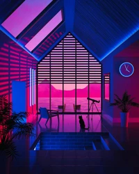 scène, synthwave, art, arts visuels, design