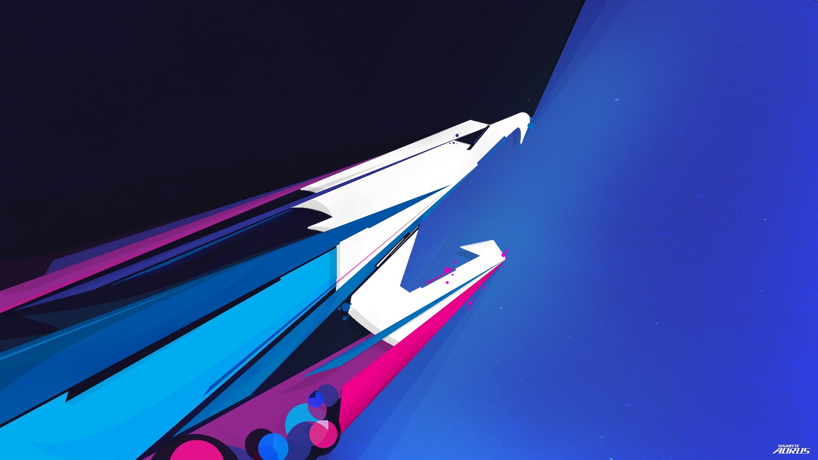 Fundo abstrato colorido com um avião voando no céu. (aorus, logotipo, gigabyte, fundo, arte digital)