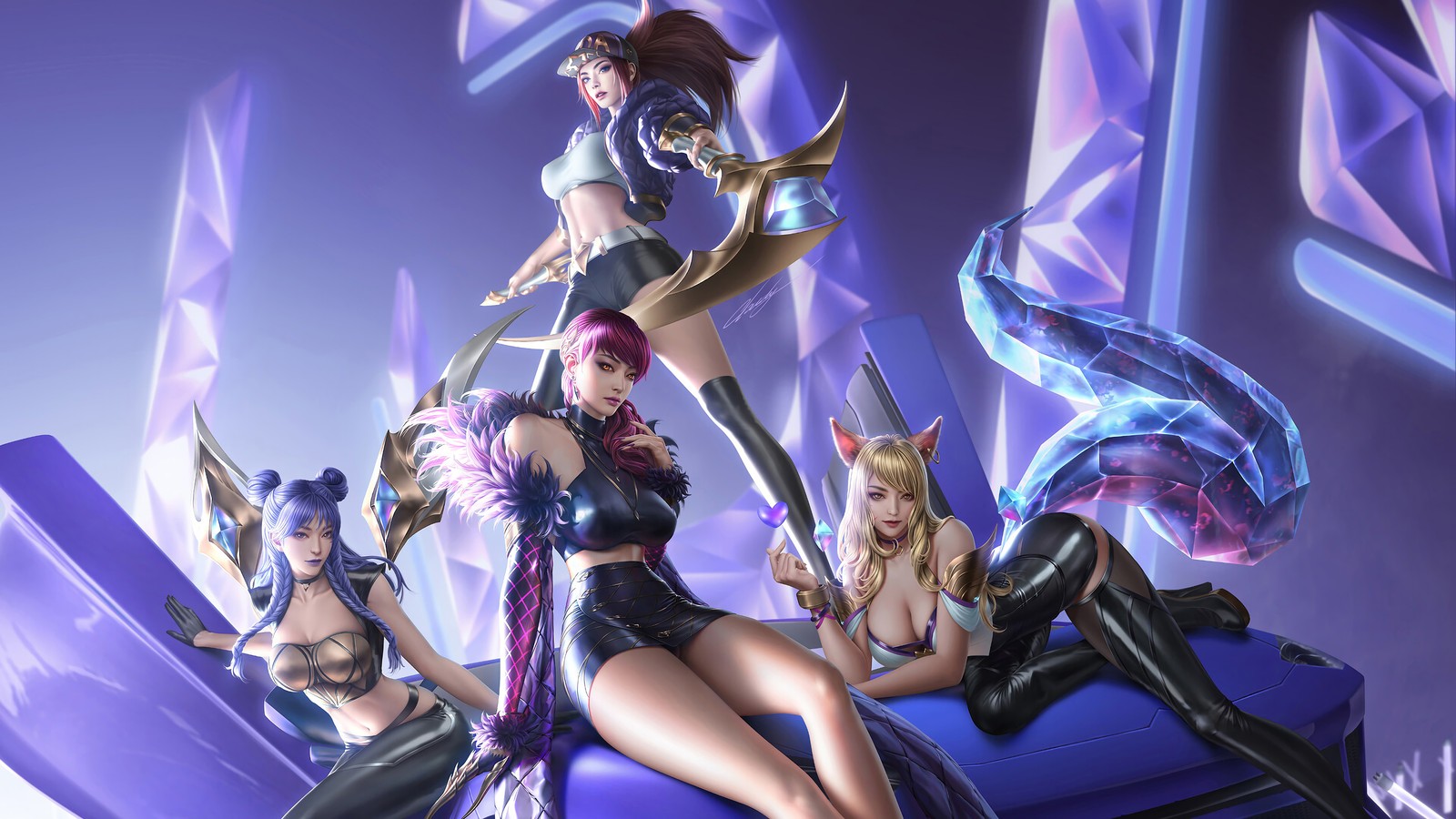 akali, evelynn, ahri, kaisa, lol wallpaper