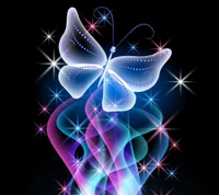 butterfly, glow, neon