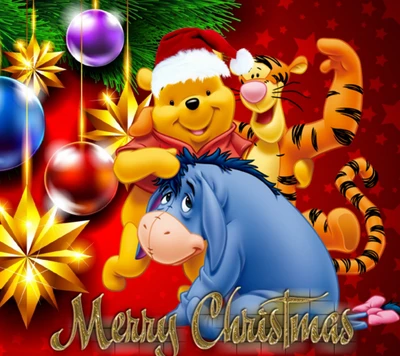 desenho animado, mery christmas, winnie pooh, natal