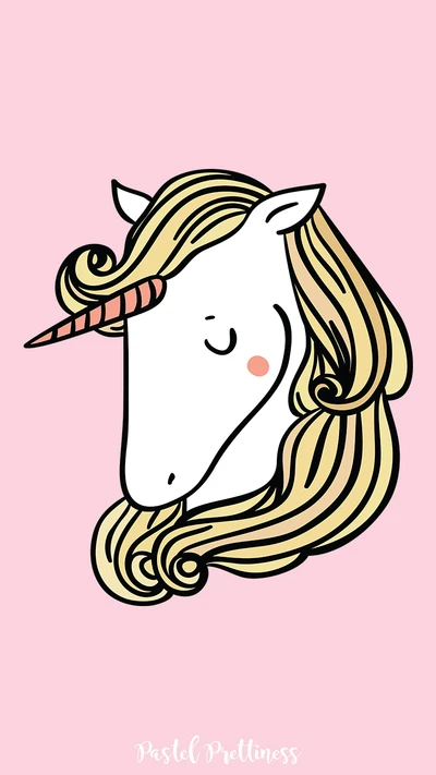 Cute Pastel Unicorn with Golden Mane and Soft Pink Background