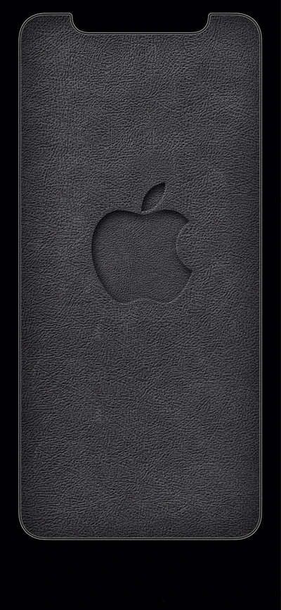 Étui en cuir noir pour iPhone XS Max avec logo Apple en relief