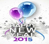 Festive Celebration for Happy New Year 2015 with Balloons and Stars