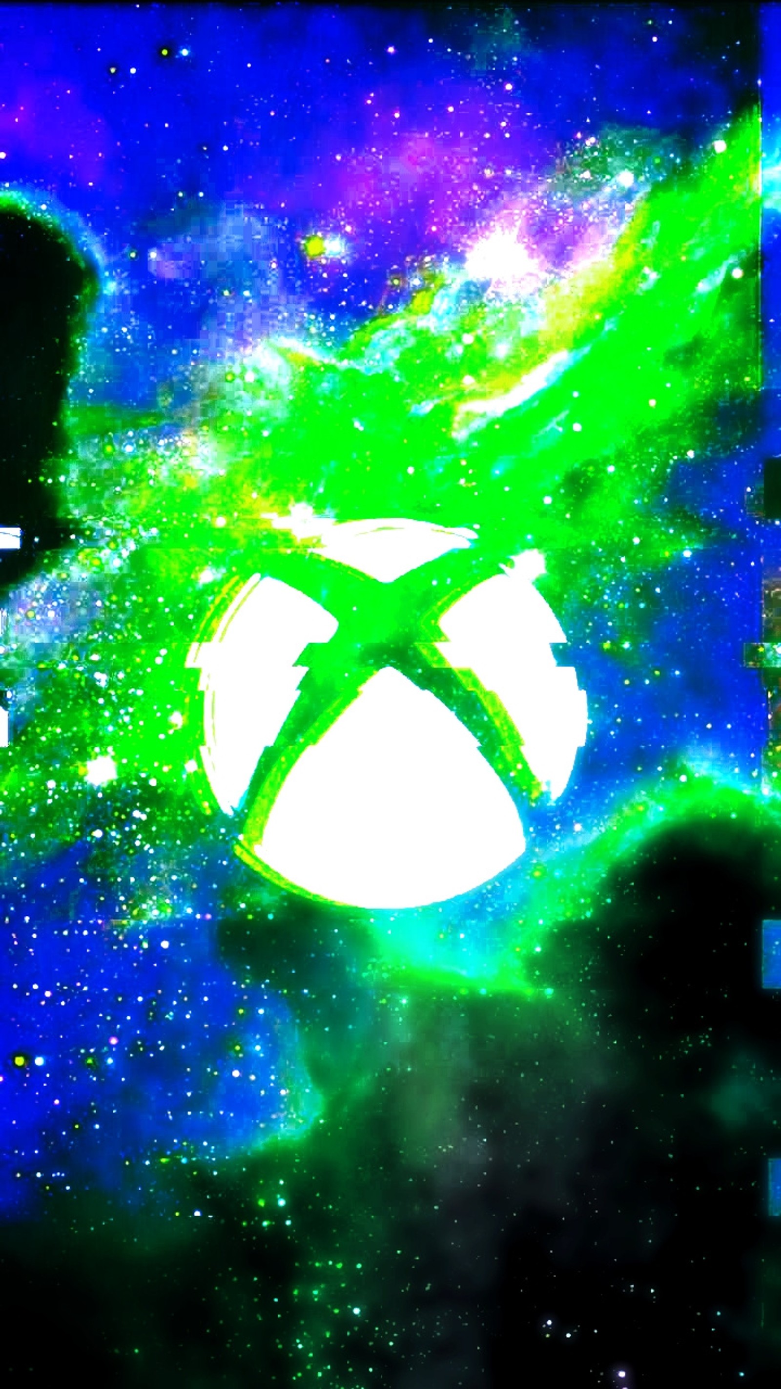 Xbox logo in the middle of a galaxy background (xbox, galaxy)