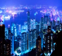 Futuristic Cityscape Illuminated at Night