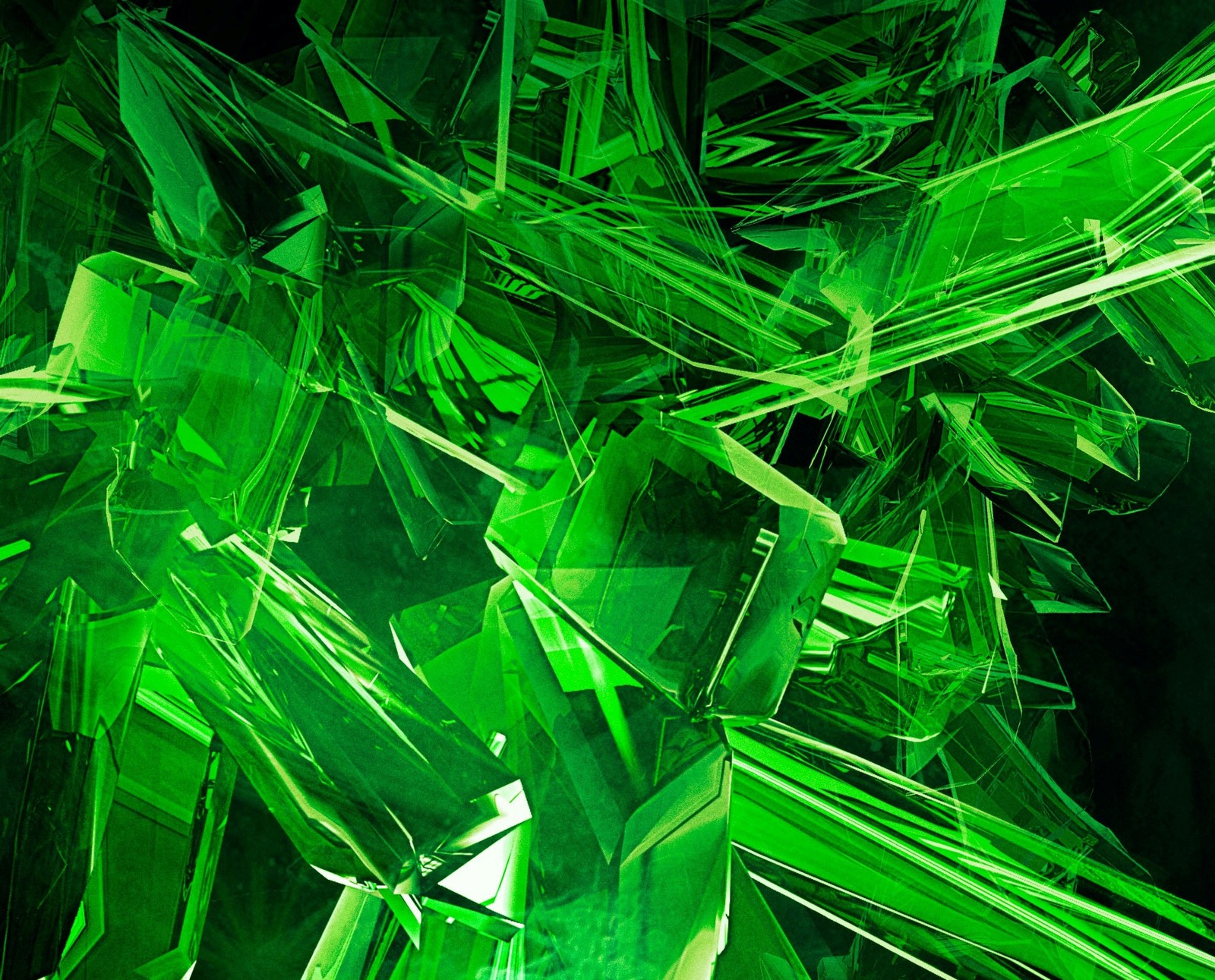 A close up of a green glass sculpture with a black background (crystal, green, wallpaper)