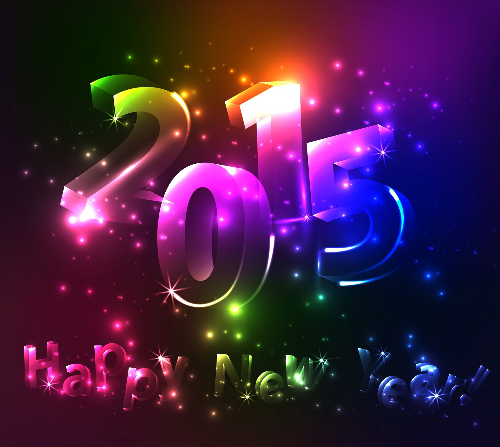 A colorful new year 2013 background with glowing numbers (2015, abstract, blue, colors, new)