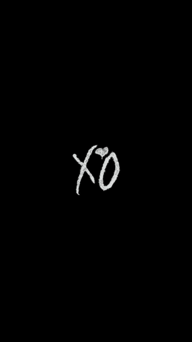 Крупный план черного фона с белым xo написанным посередине (the weeknd, музыка)