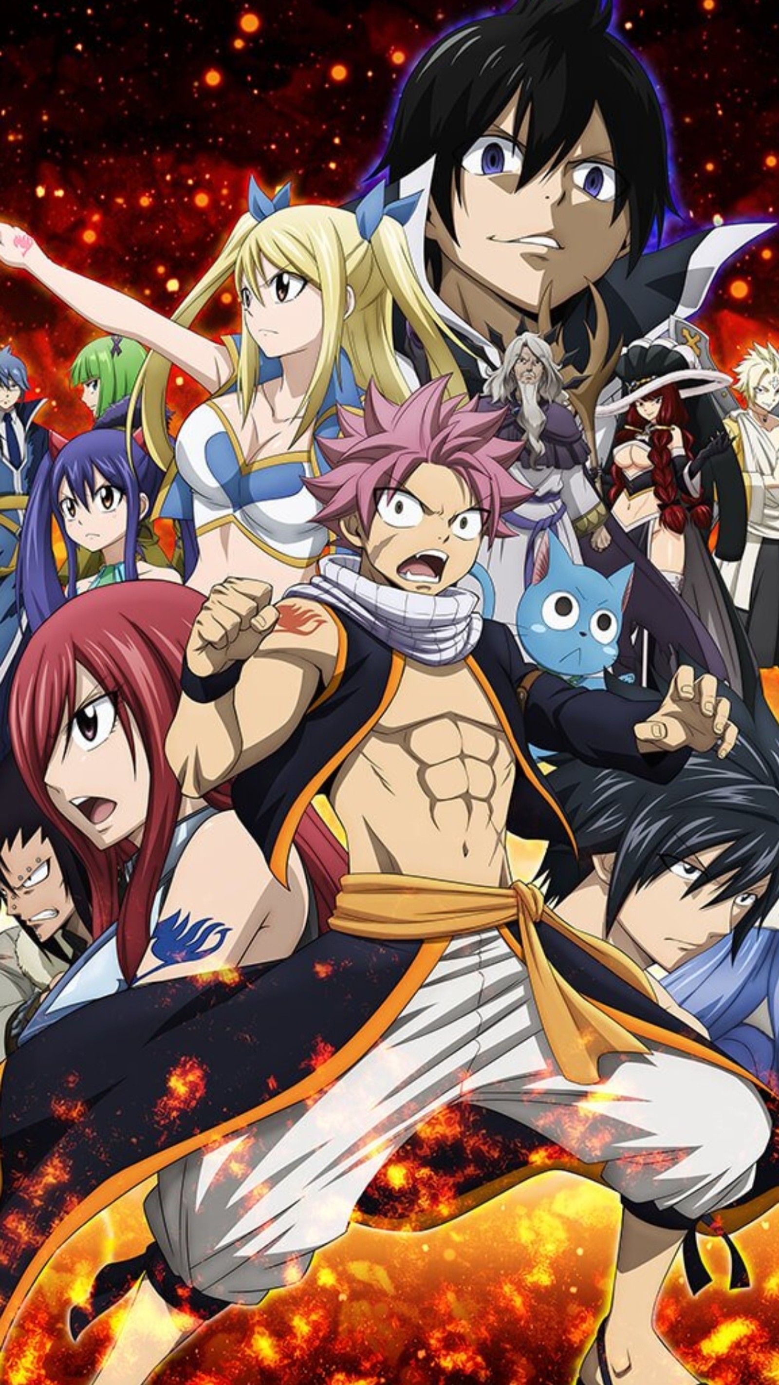 Lade anime, erza, fairy tail, grau, glücklich Hintergrund herunter