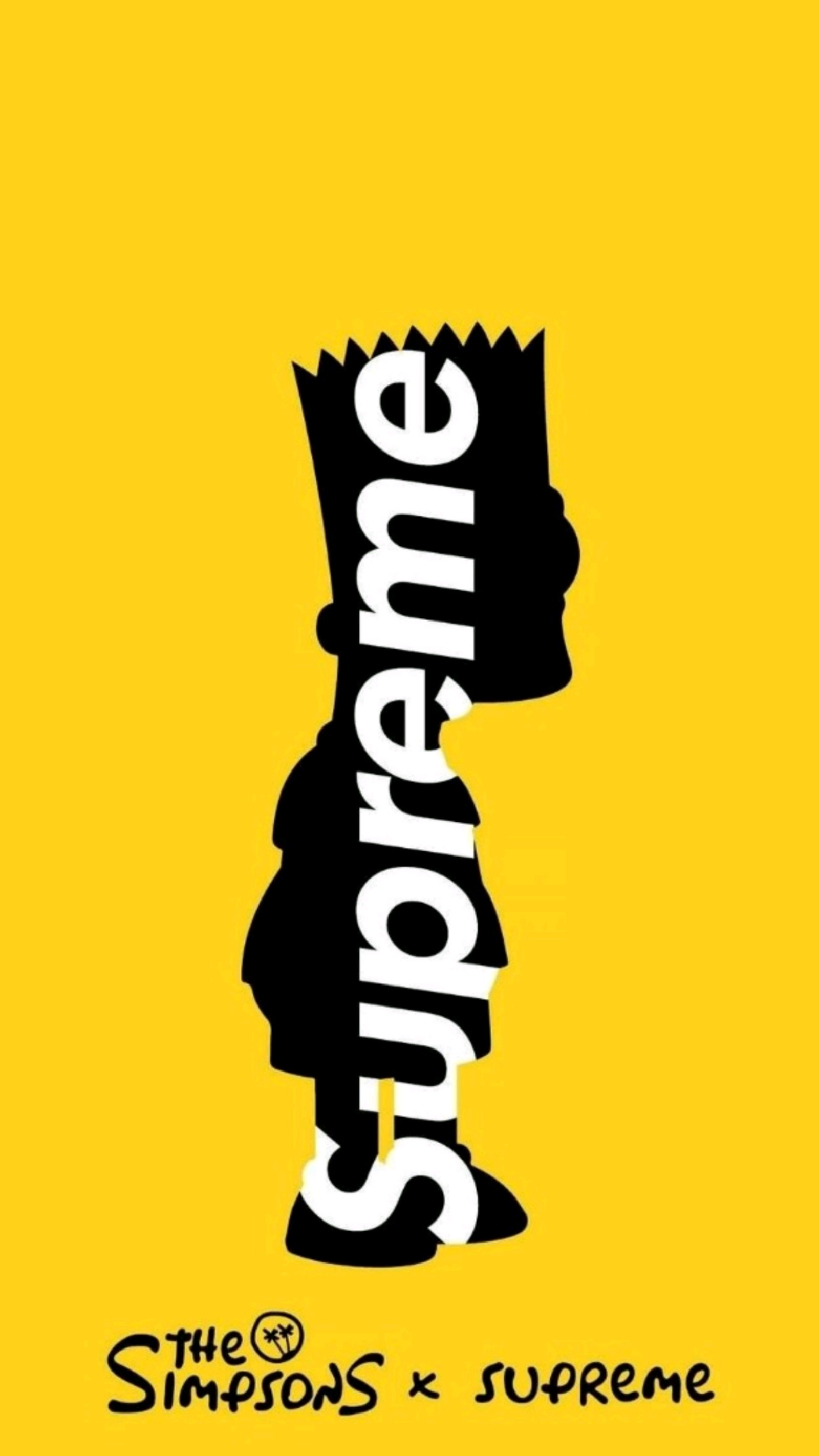 Un cartel de una persona con una corona en la cabeza (supreme, simpsons, marcas, amarillo, cesta)