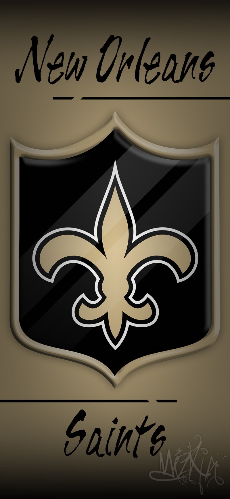 Близкий план логотипа new orleans saints на щите (чёрный, drew brees, золото, мизкдж, новый орлеан)