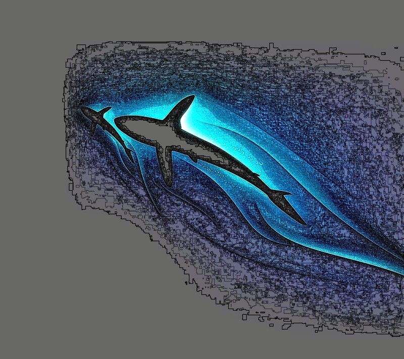 Нарисованная акула, плавающая в океане (абстракция, дизайны, нарисованный, галакси s4, galaxy s4)