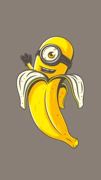 Cheerful Minion Banana Character