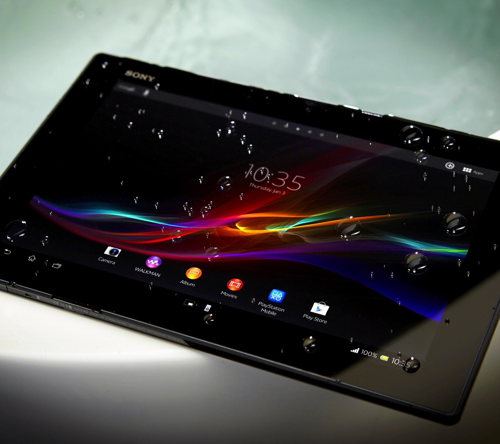 Sonys neues xp xp-tablet wird am sony-stand gezeigt (fv, km)