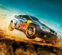 Dynamic Rally Car Racing Through Dusty Terrain