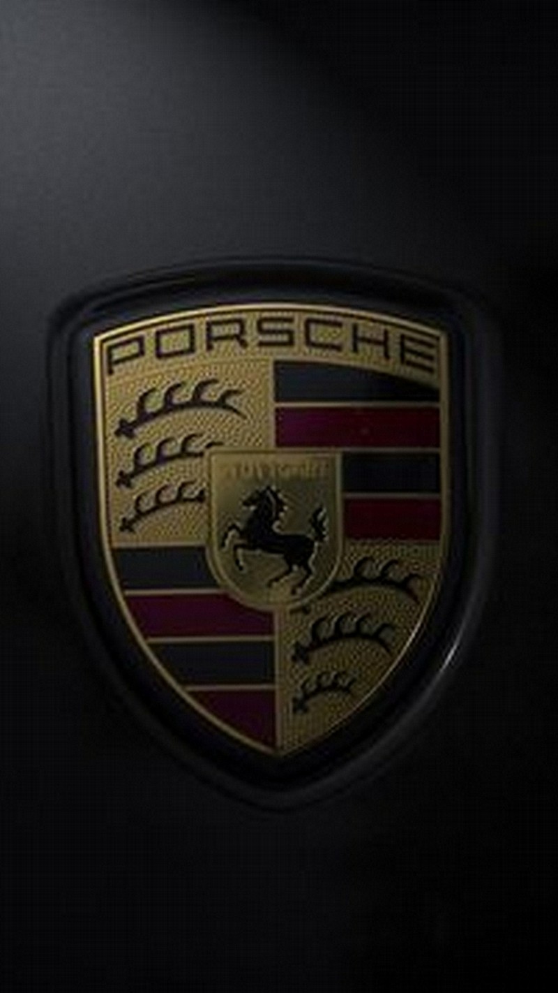 Близкий план эмблемы porsche на черном автомобиле (тёмный, логотип, porsche)