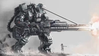 Giant Mecha Armed with Heavy Artillery