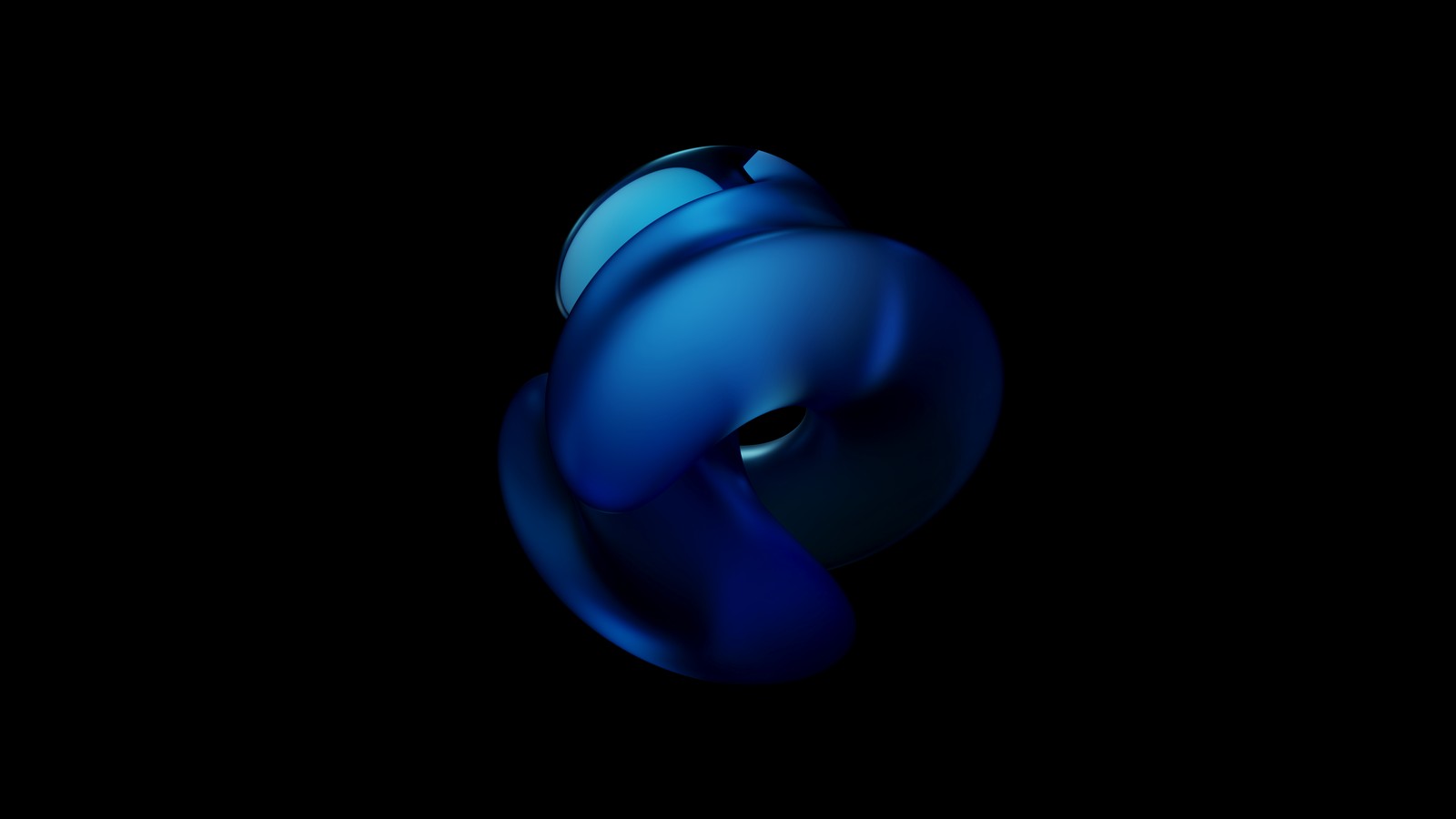 A close up of a blue object on a black background (harmonyos, amoled, 3d render, blue abstract, 5k)