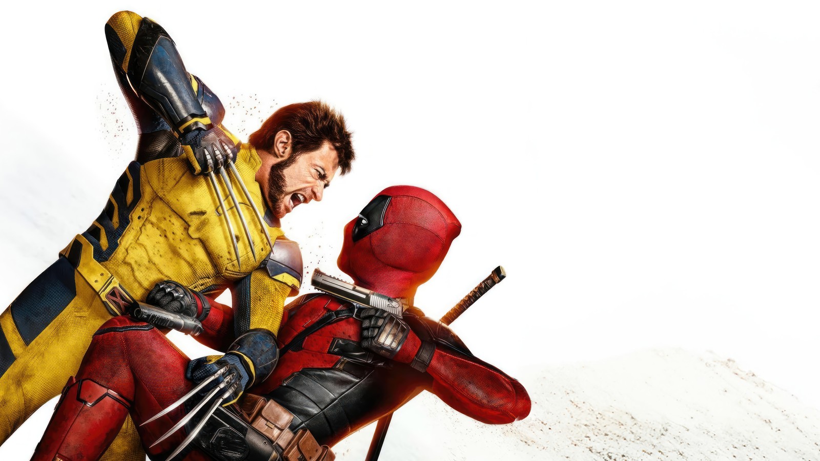 Wolverine e deadpool lutando na neve (deadpool e wolverine, filme, marvel, wolverine)