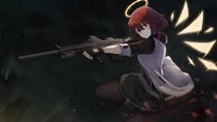 rifle, exusiai, arknights, meninas de anime, jogo de vídeo