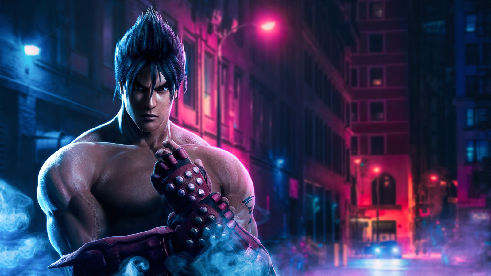 Мужчина в костюме уличного бойца с мечом (джин казама, jin kazama, игры, мускул, приключенческая игра)