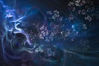 Fractal Flower Patterns in a Cosmic Blue Atmosphere