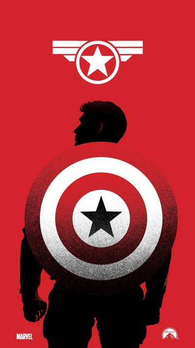 Captain America Silhouette with Iconic Shield Design