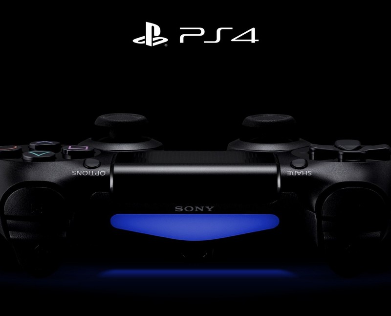 Крупный план контроллера playstation 4 с синим светом (контроль ps4, ps3, ps4)