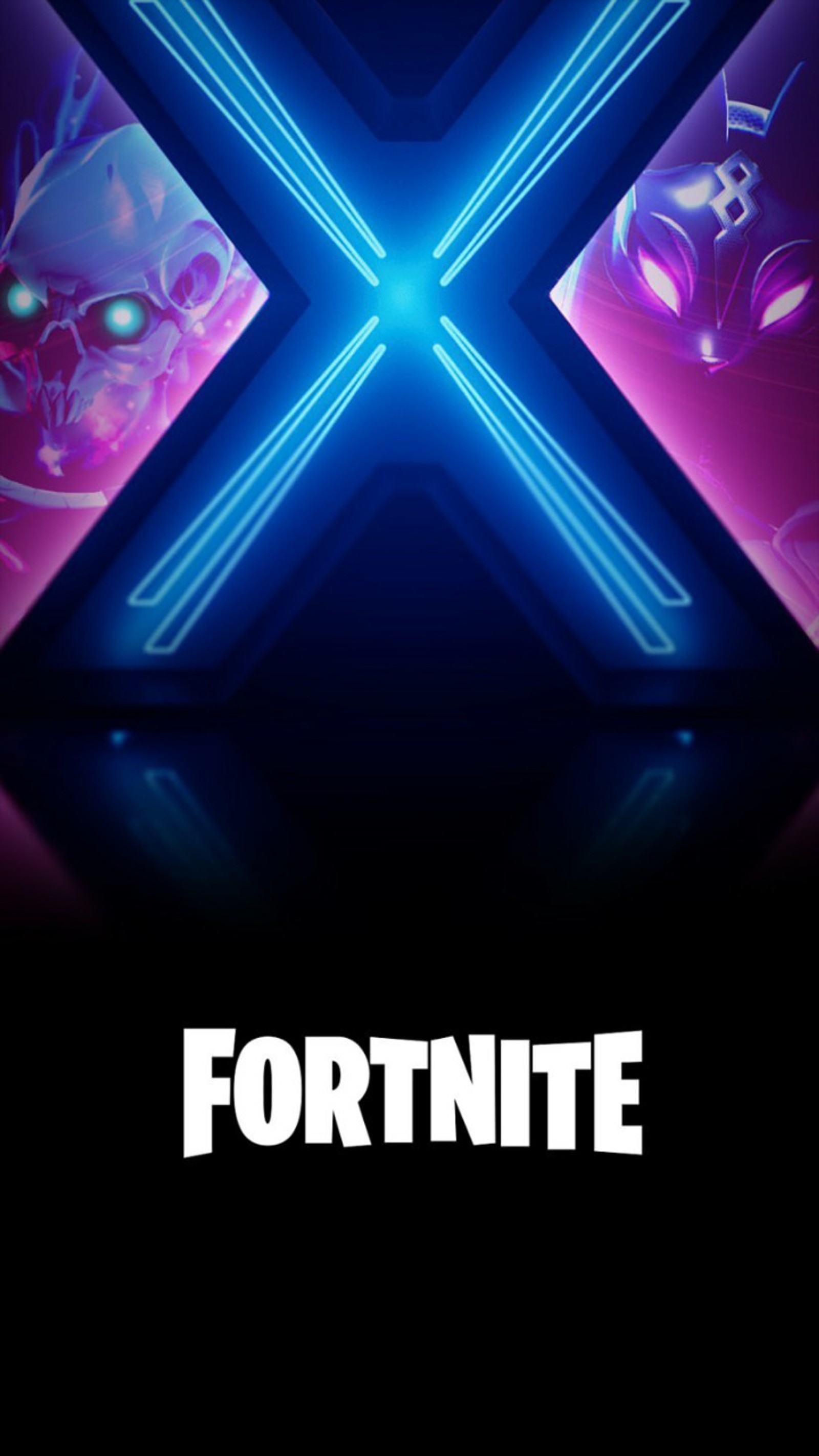 Forte é um jogo com um fundo neon e um x neon (fortnite, temporada, temporada 10, season 10, temporada x)