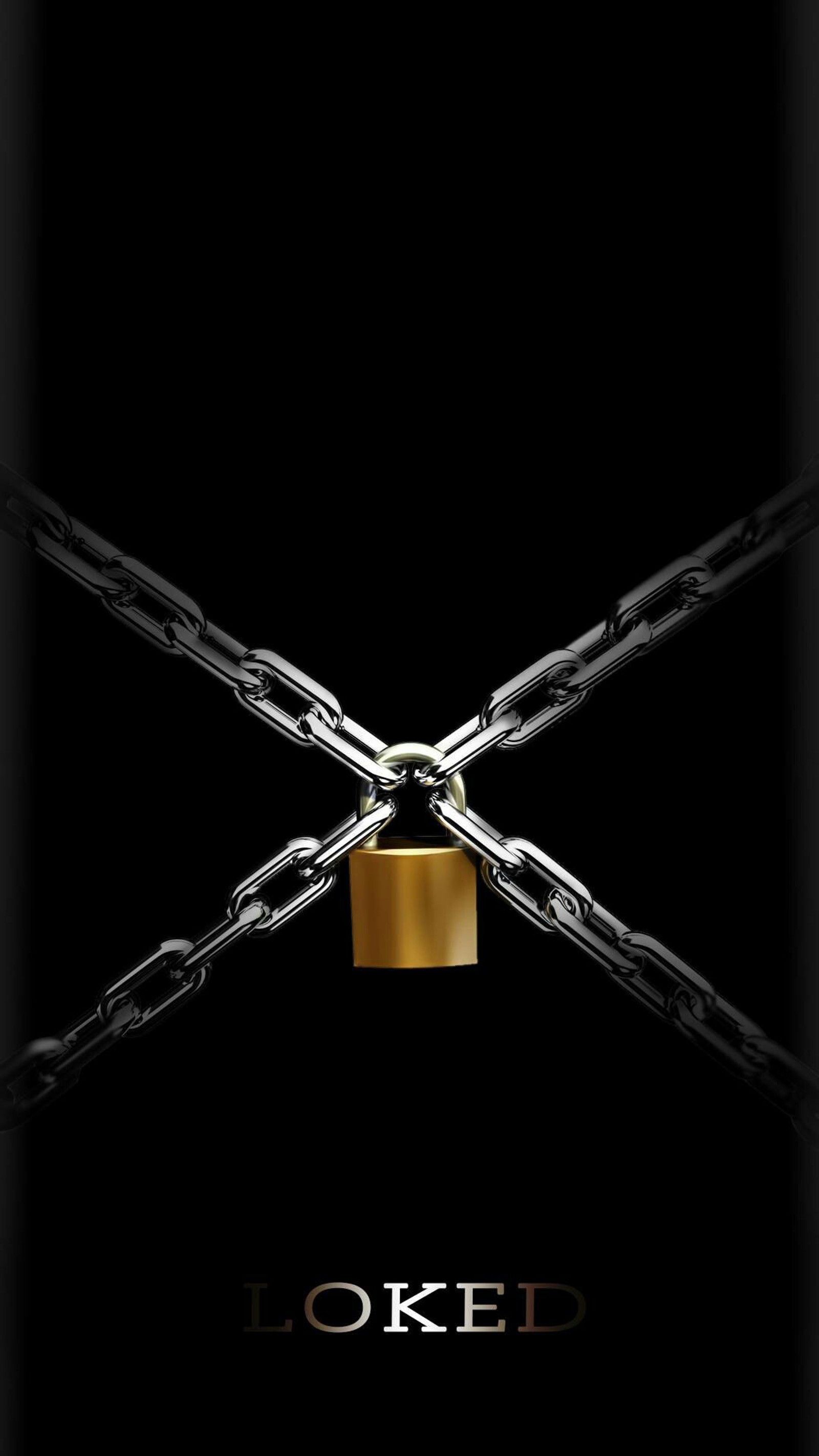 A close up of a lock on a chain with the word locked (chain, lock, locked, screen)