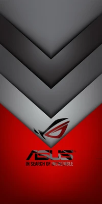 Logo de ASUS con un llamativo diseño geométrico en rojo y gris