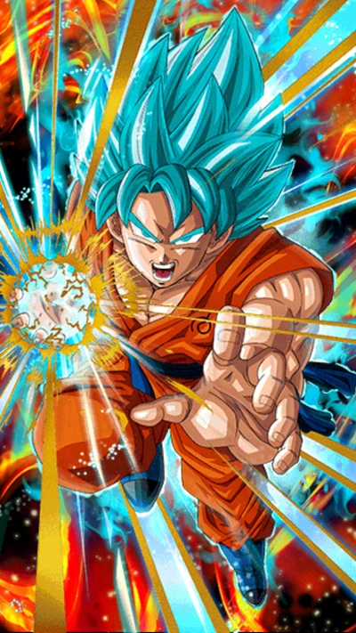 Goku Launching a Powerful Attack in an Explosive Battle Scene