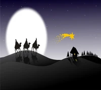 Three Wise Men Journeying to the Nativity Under a Guiding Star