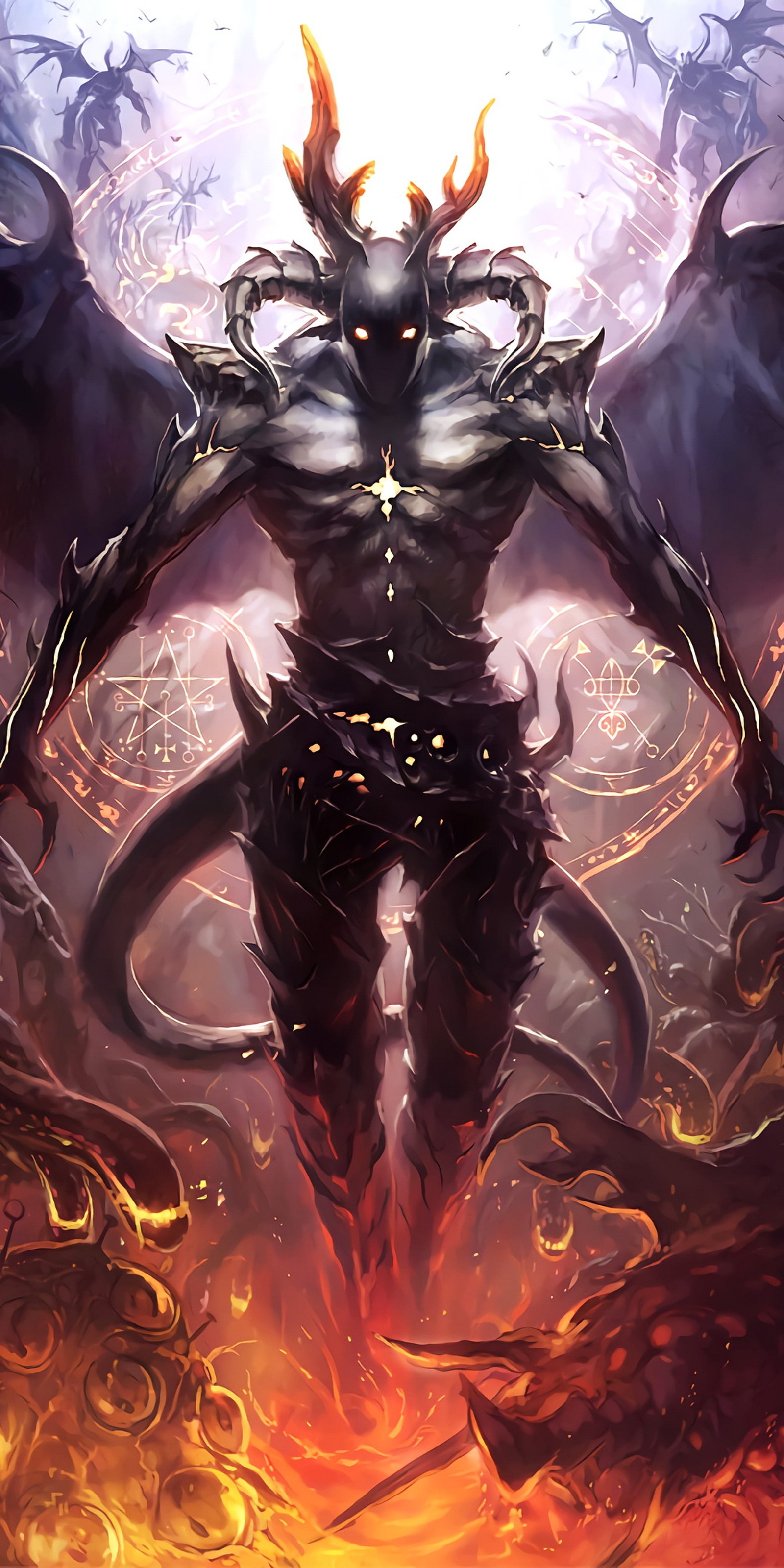 Demon with a cross on his chest and a sword in his hand (diablo, angels, horror, warriors, reaper)