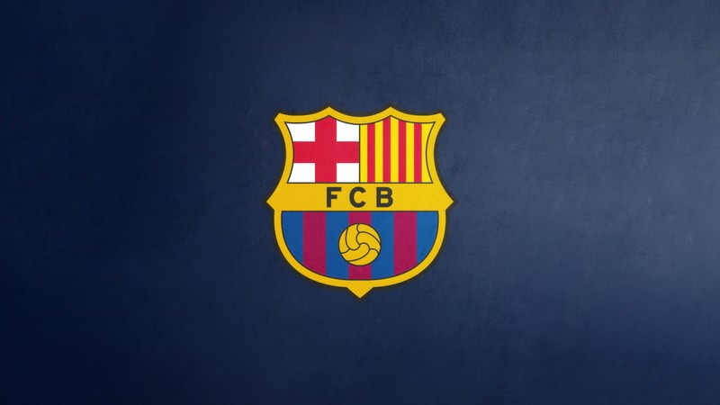 Крупный план логотипа футбольного клуба на синем фоне (fcb, темно синий фон, fc barcelona, герб, 5k)