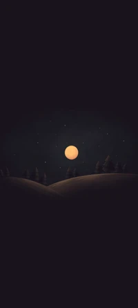 Serene Landschaft unter einem Vollmond mit sternenklarem Himmel