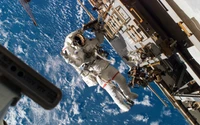 Astronaut Conducting a Spacewalk Outside the International Space Station