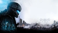 Master Chief Amidst a Post-Apocalyptic Battlefield: A Graphic Design Tribute to Halo's Legacy