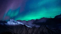 aurora borealis, northern lights, night, sky, mountains