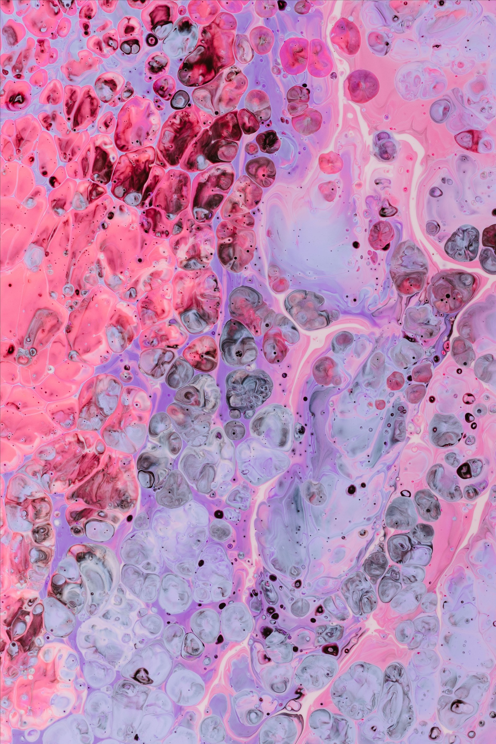 A close up of a pink and purple marbled surface with a lot of bubbles (acrylic paint, graphic design, paint, art, pink)