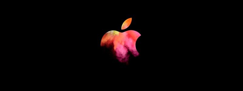 Логотип apple на чёрном фоне (яблоко, розовый, лепесток, растение, цветок)