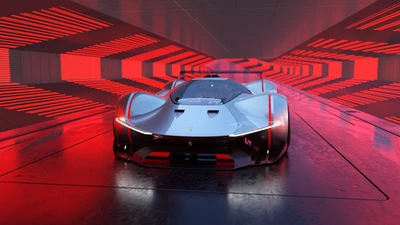 Ferrari Vision Gran Turismo: Футуристический суперкар в динамичной неоновой среде