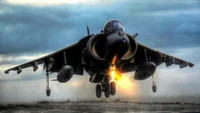 Harrier Jump Jet in Aktion: Ein Militärluftfahrt-Ikone