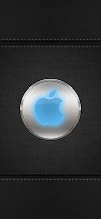 Electric Blue Apple Logo on Sleek Black Background