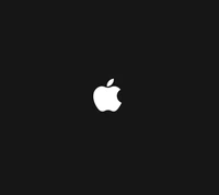 Fundo preto minimalista com o icônico logotipo branco da Apple