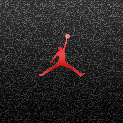 Logotipo icônico do Air Jordan em vermelho forte contra fundo preto texturizado