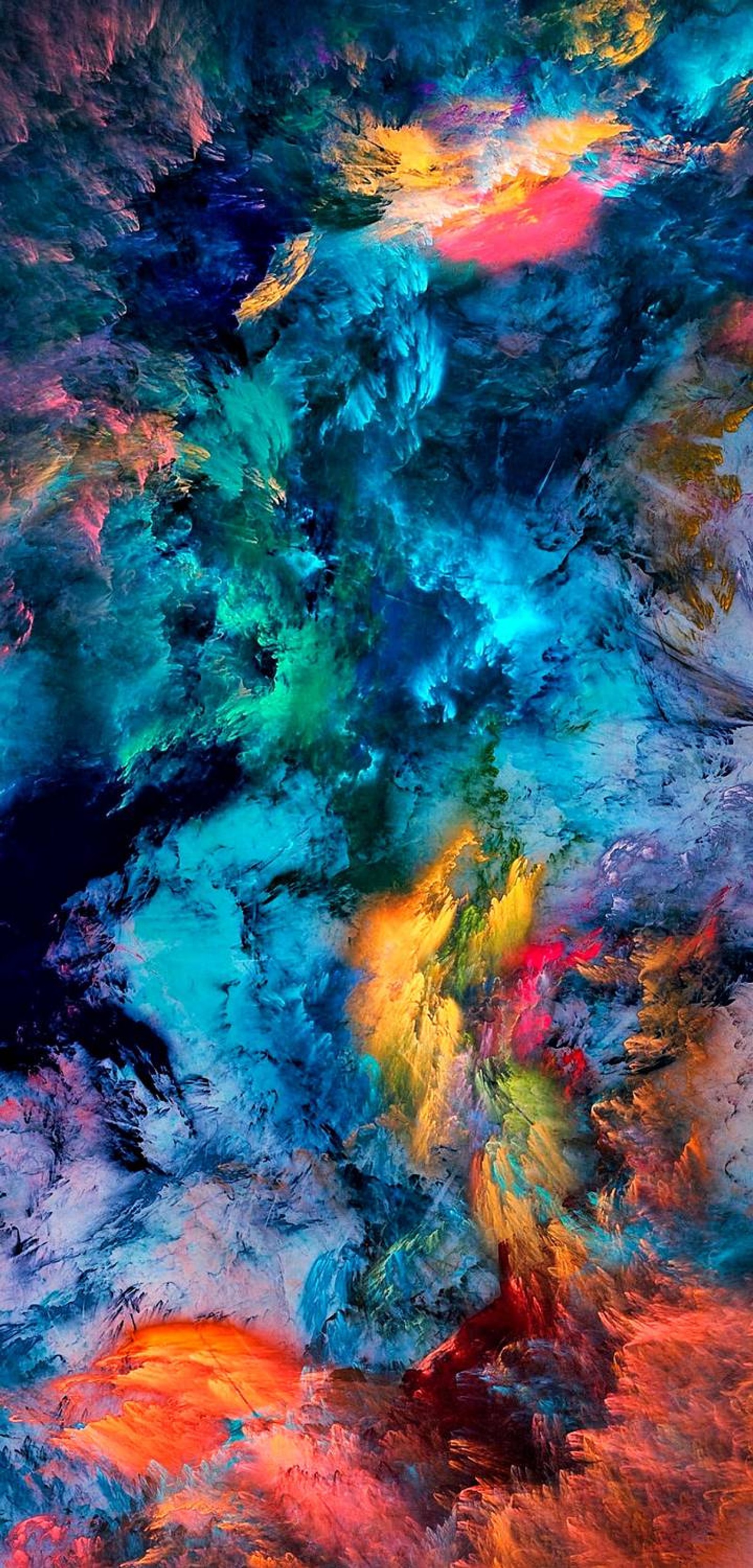 A painting of a colorful painting with a lot of colors (storm, colores, color, mix, space)